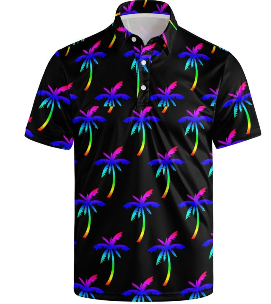 Feather Print Short Sleeve Polo Shirt, Stylish Casual Wear for Daily and Sports