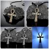 Vintage Ancient Egyptian Ankh Cross Necklaces Men Women Stainless Steel Eternity Life Pendant Unisex Amulet Jewelry Key Chain Rope
