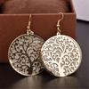 Women's Hollow Tree Pattern Hook Earrings Charm Frosted Drop Dangler