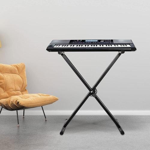 UYTON Keyboard Stand for Detachable Electronic Piano Keyboards (Height: 18.5-36.6 inches), Fits 54/61/73/76/88 Keys, Double Legs, Folds Up, Easy Assem
