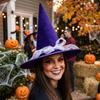 with Lace Velvet Dark Witch Hat Wide Brim Pointed Mage Hat Halloween Decor Hat  Masquerades