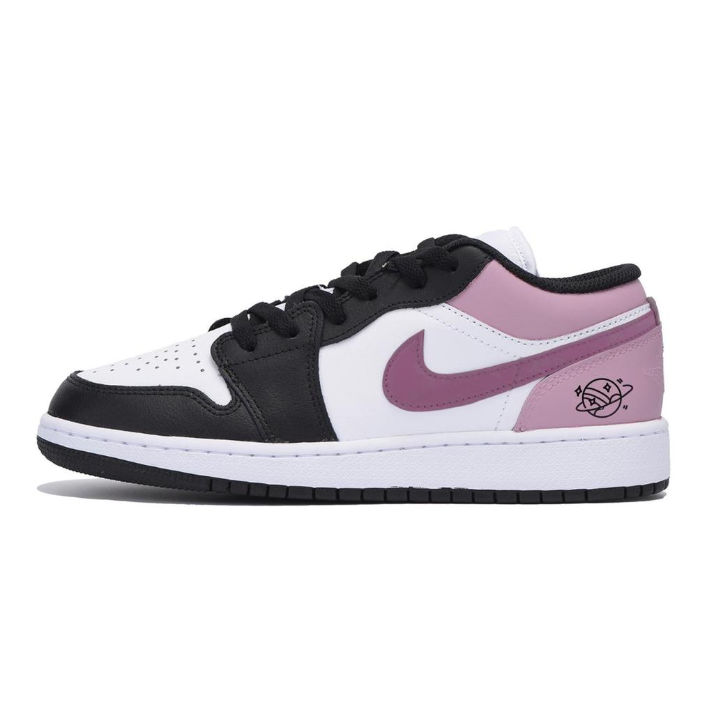 Jordan Air Jordan 1 Puppy Fragment Нескользящие Износостойкие Низкие Винтажные Баскетбольные Кроссовки Женские Черно-Розовые 553560-131(Команда85-)
