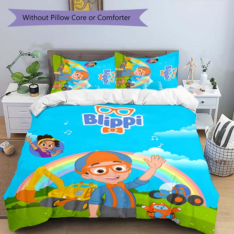 3pcs Blippi pattern bedding set duvet cover set includes duvet cover &pillowcases, perfect all season bedroom decoration & gift