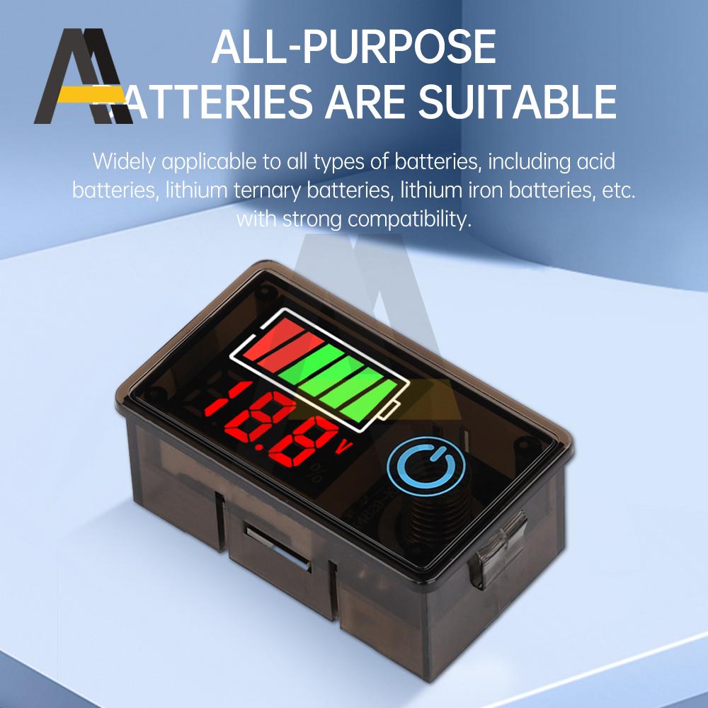 12V 24V 36V 48V 60V 72V Car Battery Charge Level Indicator Lithium Battery Capacity Meter Tester Display LED Tester Voltmeter