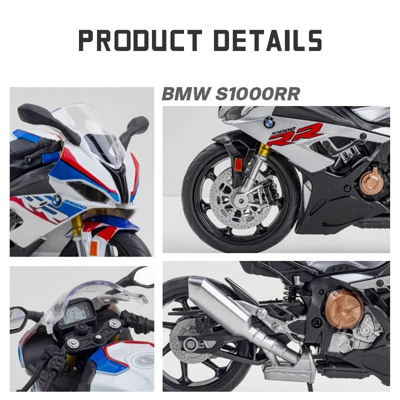 1/12 BMW S1000RR Motorcycle Cars Model Toys Alloy Diecast Shork-Absorber Motorcyclea Vehicle Collection For Boys Birthday Gifts