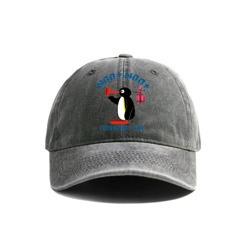 Noot Noot Pingu Distressed Baseball Cap Cool Unisex Women Angry Pingu Caps Retro Outdoor Adjustable Gift Penguin Hat Fashion