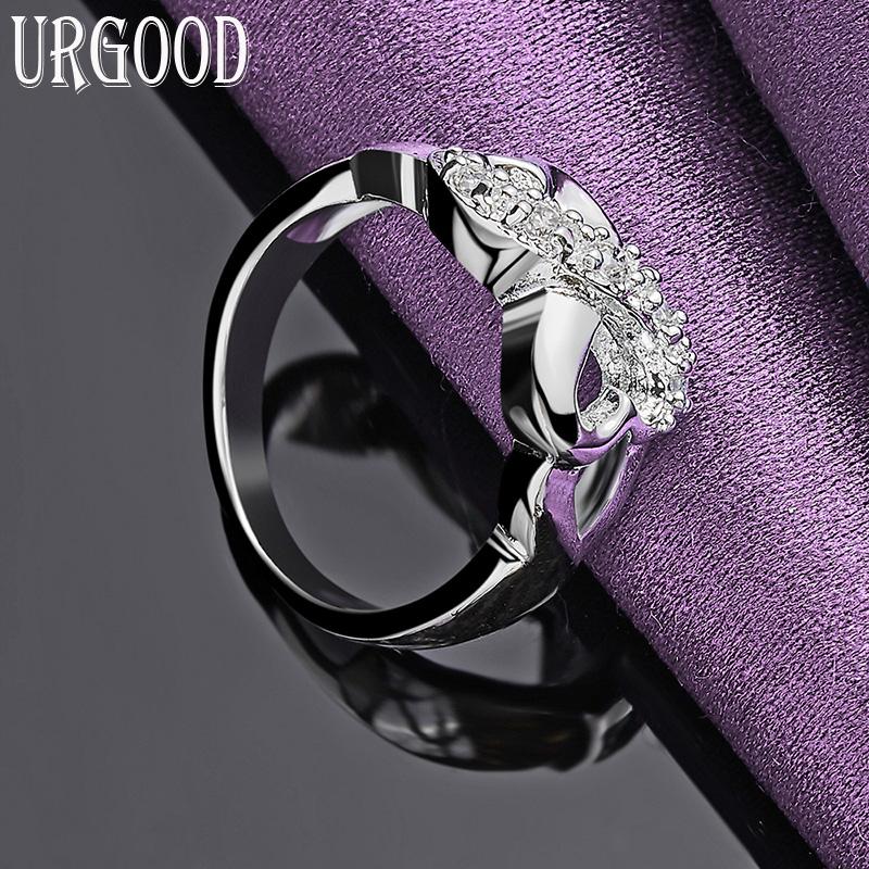 Кольцо из стерлингового серебра 925 пробы с бантом в форме сердца, подарок на вечеринку, романтические украшения