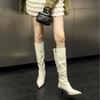 In the Autumn and Winter of 2025, the New Fashionable High-heeled Pointed Boots Look Thin But Knee-high High Boots