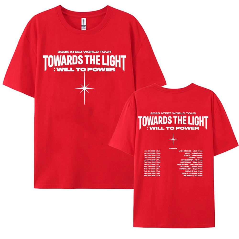 2025 Ateez World Tour Towards The Light Will To Power T Shirt Men Women Korean Fashion High Quality Casual 100 Cotton Tshirts