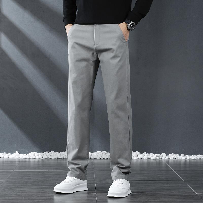 2024 Новые осенне-зимние повседневные брюки из чистого хлопка высшего качества для мужчин, деловые прямые свободные модные брюки, универсальные брюки