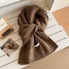 Winter new wavy knitted scarf women's solid color blended thickened warm scarf shawl dual-purpose