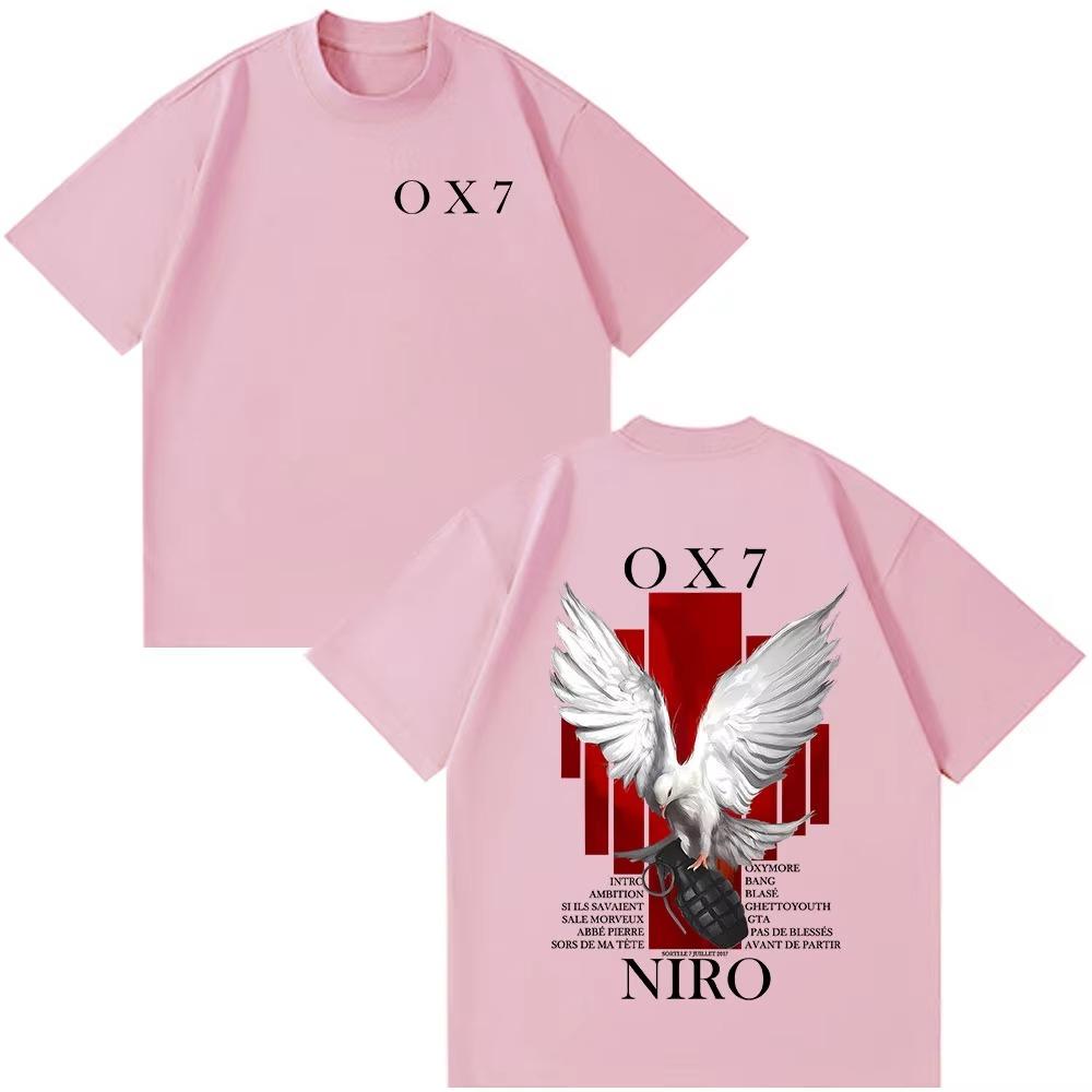 Футболка с альбомом рэпера Niro OX7 Мужская Женская Одежда Хип-хоп Мода Футболки с поп-музыкой Мужская Повседневная Винтажная Футболка Уличная Одежда