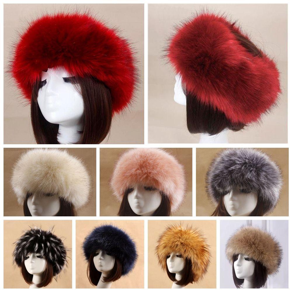 Outdoor Earwarmer Ski Hats Women Russian Cap Thick Fluffy Headband Hat Faux Fur