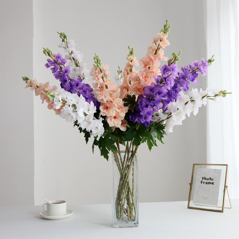 Fake flower simulation flower long branch 3D feel delphinium home wedding wedding project flower arrangement decoration plastic flower