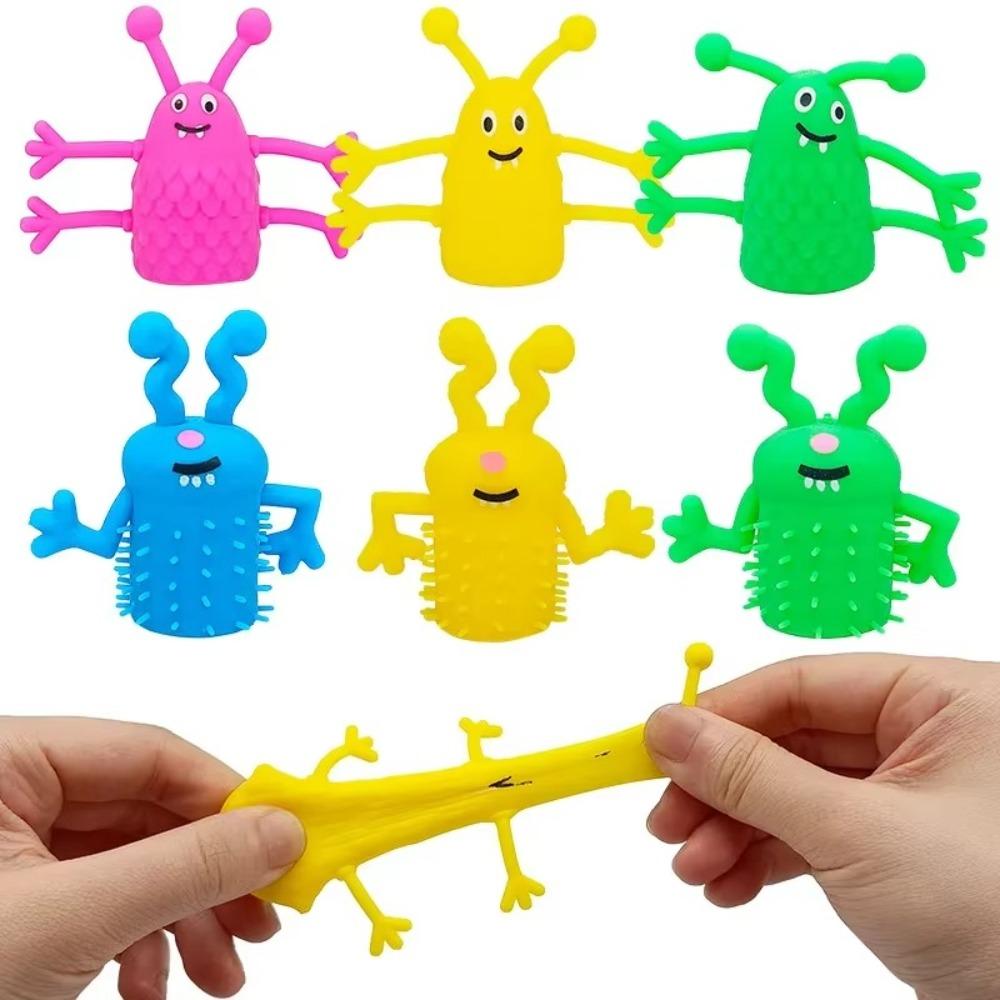 10pcs Stretchy Finger Topper Toy Soft Rubber Fidget Toy Funny Finger Puppet Kids