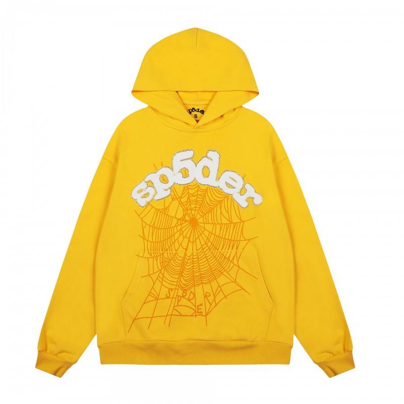 Sp5der FW23 Hoodie Unisex Streetwear Pullover Sweatshirt With Web Print Loose Fit Cotton Blend