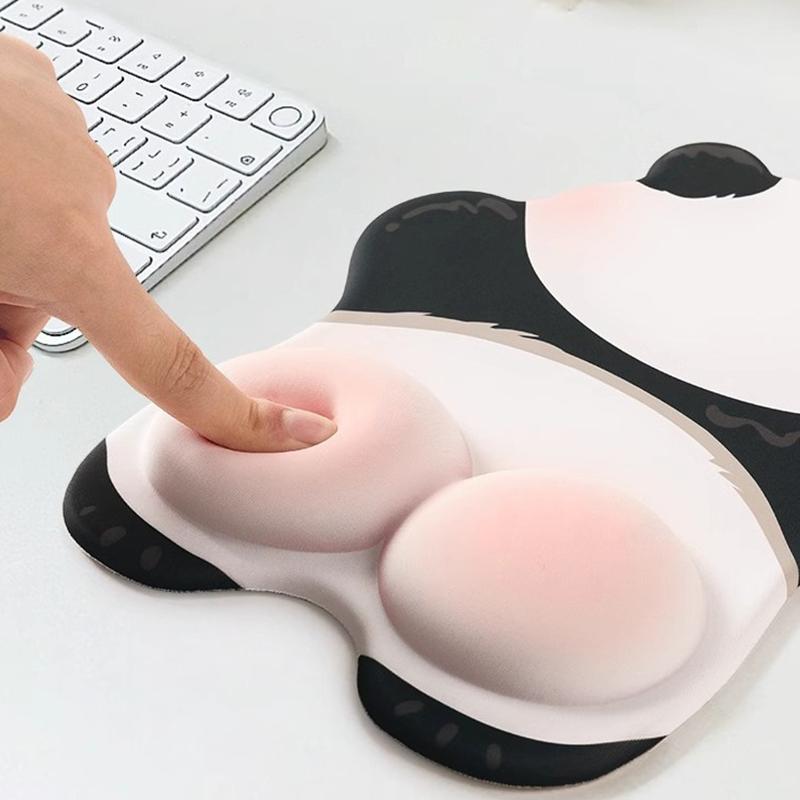 Rubber Cute Panda Butt Mouse Pad with Wrist Rest, 3D Ergonomic Desk Mat for & Gaming