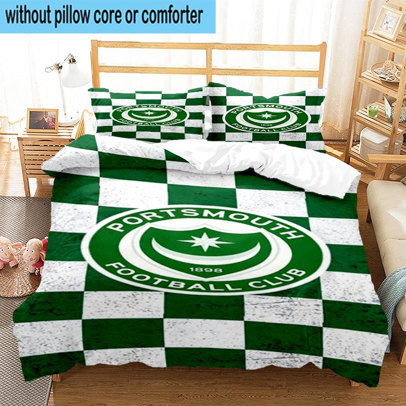 3pcs Portsmouth F.C Printed Bedding Set Duvet Cover Closure Includes 1 Duvet Cover & 2 Pillowcases Bedding Sets Home Decor Gifts