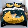 Cartoon Mouse Sleeping on Moon Cheese Duvet Cover Pillowcase Bedding Set 2/3Pcs All-Season for kids Girls Bedroom Decor gifts