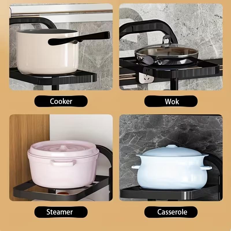 Регулируемый органайзер для кастрюль, кухонная стойка для хранения кастрюль из нержавеющей стали, многоярусный бытовой органайзер для кастрюль и сковородок для кухни