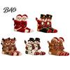Christmas Stockings for Presents 3D Hugging Fireplace Decorations, Large Knit Holiday Gift Reusable Thick Fabric Stocking Bags with Santa/Elk/Snowman
