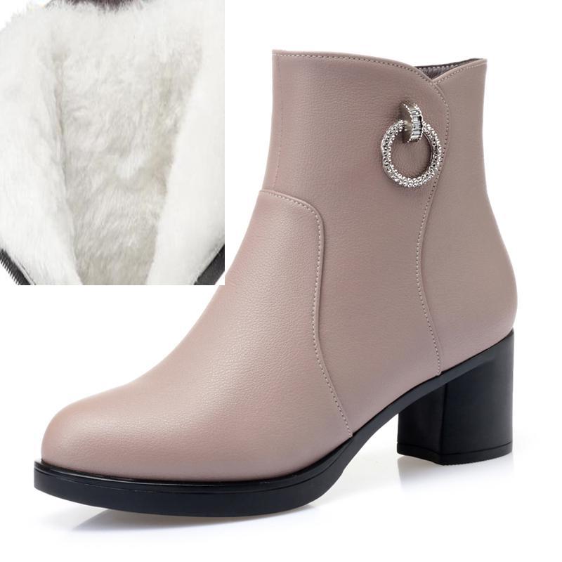 Зимние шерстяные сапоги с подсветкой, модные женские ботинки большого размера на среднем каблуке, теплые женские ботильоны