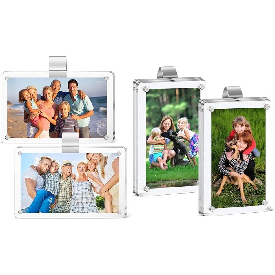 2 Pcs Car Picture Holder For Sun Visor, 2.4×3.5 Inch Acrylic Magnetic Visor Photo Clip For Car, Car Sunshade Photo Frame, Display Your Precious