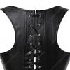 Женский корсет-бюстье в стиле стимпанк с застежкой-молнией, черный кожаный корсет с бретелями