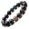 12mm Natural Power Stone Bracelet with Tibetan and Prayer Inner Eye, Men's Women's Beads, Diameter Approx. 16.5cm