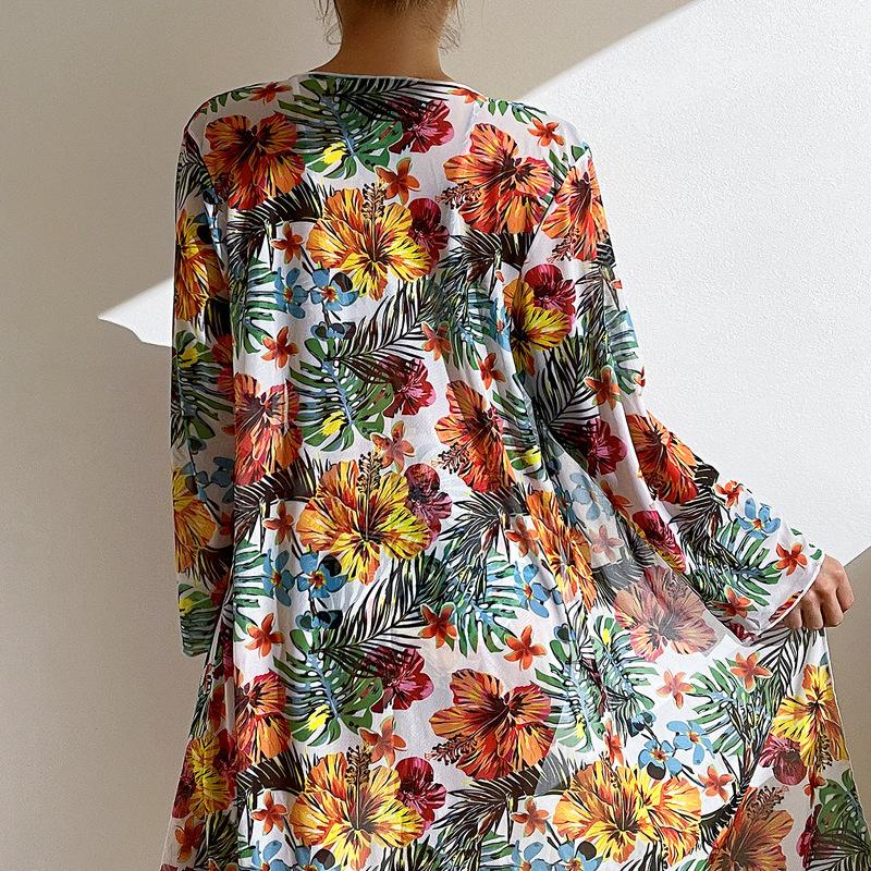 Комплект бикини из трех предметов, пляжная юбка, туники для пляжного прикрытия, купальник, женский купальный костюм с принтом, летняя пляжная одежда