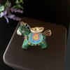Green Zodiac Pony Pin Chinese New Year Animal Lapel Pins Enamel Yuanbao Horse Brooch  Festival