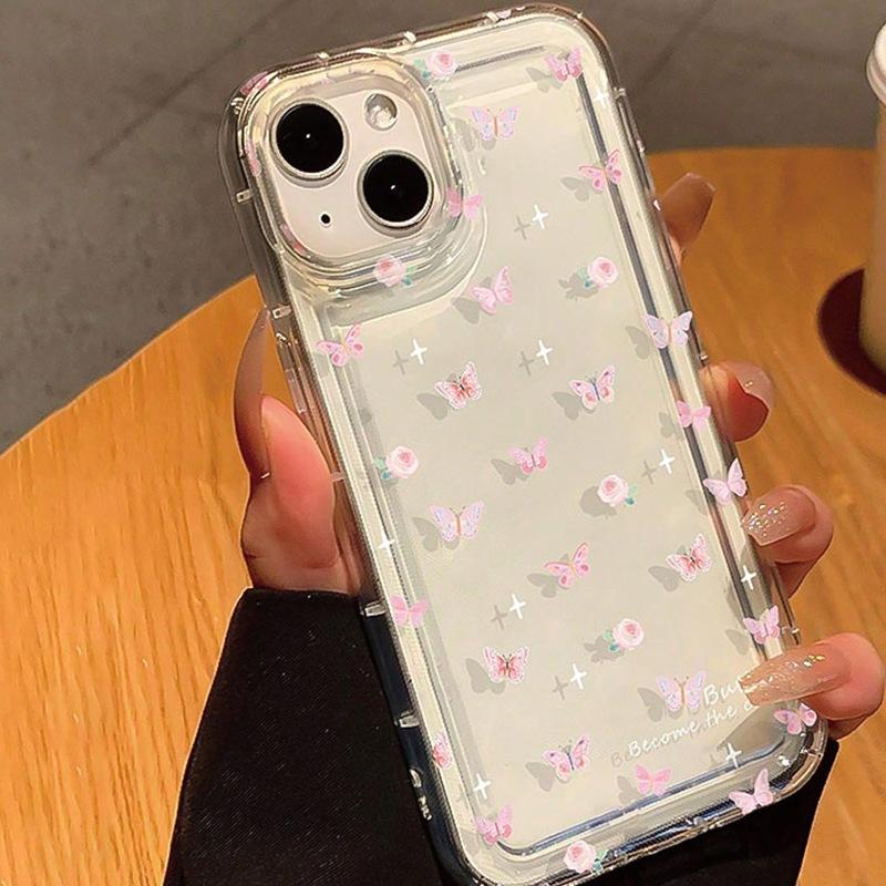 Цветок бабочки подходит для чехла для мобильного телефона Apple 15promax iPhone14 прозрачный 13pro противоударный xsmax мягкий 11.
