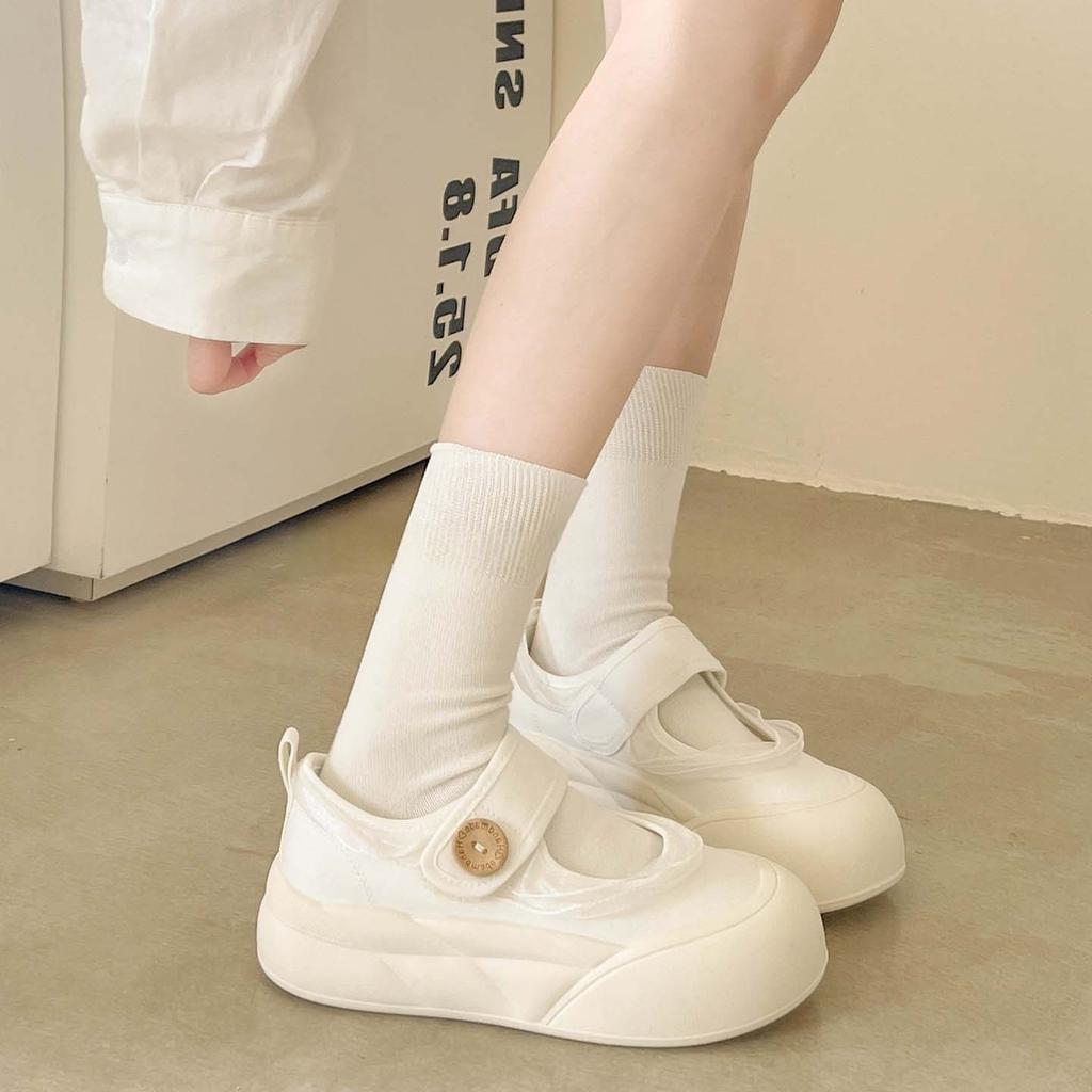Women S White Lace Velcro Platform Mary Jane Sneakers For Students