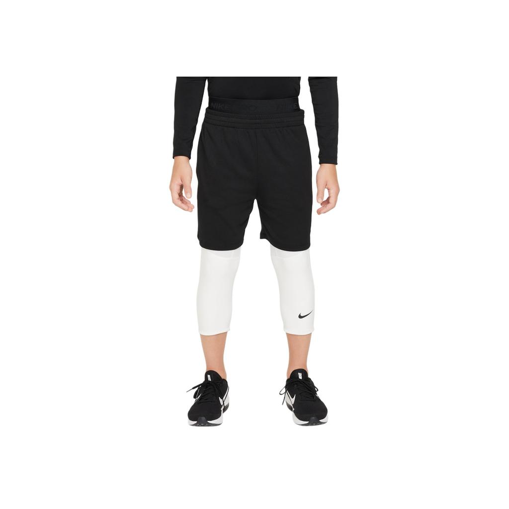 Nike Однотонные шорты до колена с принтом логотипа, дышащие, детские шорты, черно-белые, FJ6819-100