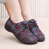 Тканевые туфли Женские удобные туфли на плоской подошве Клетчатые парусиновые туфли на шнуровке Обувь для женщин среднего и пожилого возраста