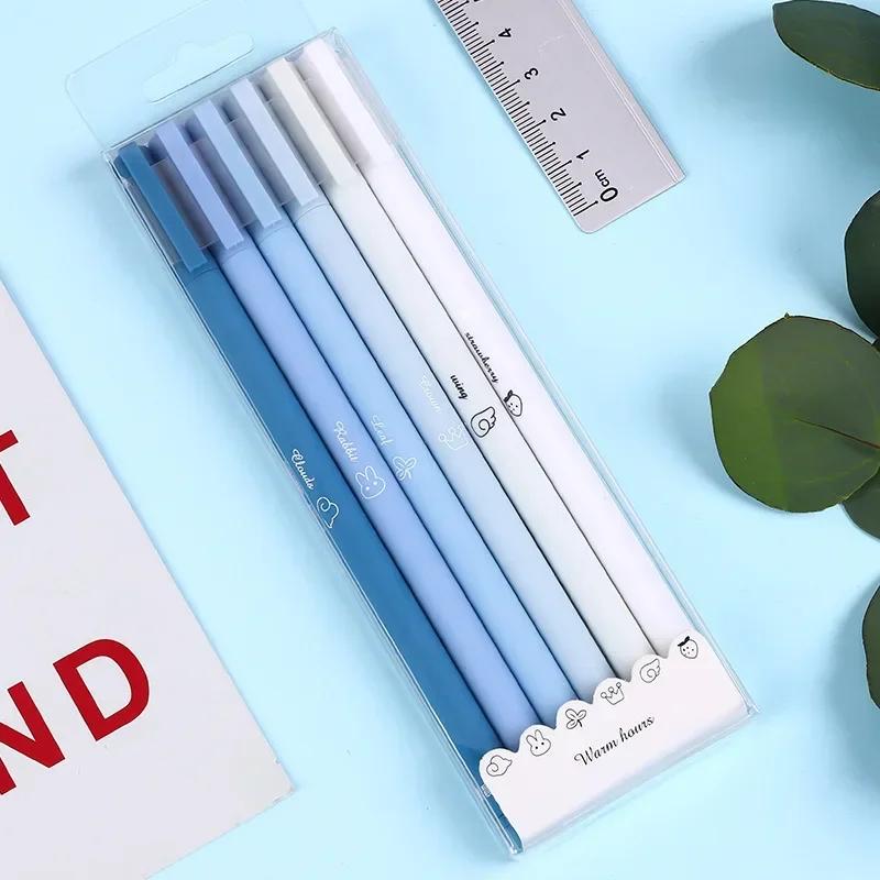 Набор из 6 предметов, креативный милый Morandi Simple Gel Pen Kawaii, быстросохнущий колпачок, нейтральные принадлежности, набор гелевых ручек, набор для школы