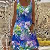 Women's Flower Printed Sleeveless Round Neck Dress Loose Soft and Comfortable Plus Size Dress