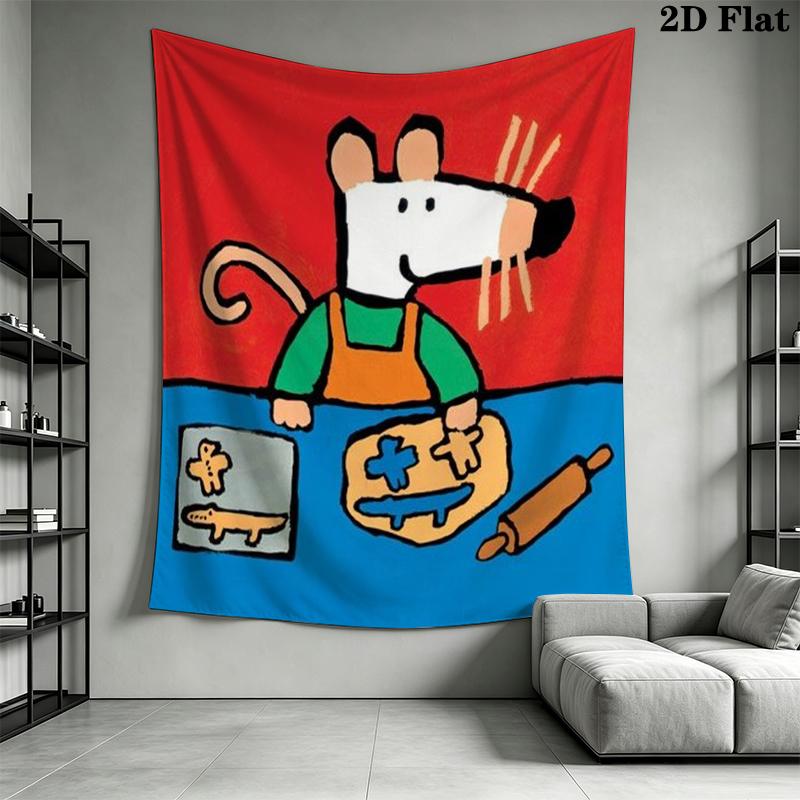 Maisy Mouse Wall Tapestry Aesthetic Wall Hanging Printed Fabric Blanket Decorative Tapestries for Bedroom Living Room Home Decor