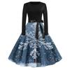 Women's Fashion Vintage Long Sleeve Round Neck Christmas Printed Evening Party Dresses Dresses