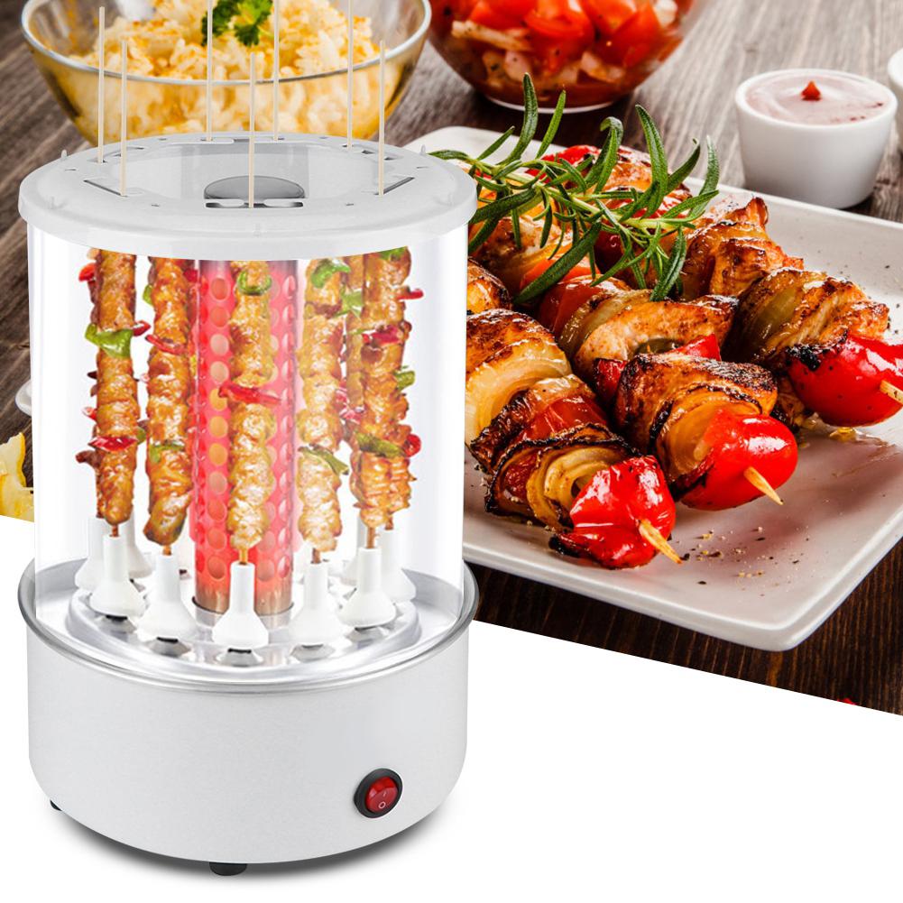 Electric Barbecue Grill Household Infrared Fast Rotating Oven with AntiScald Gloves (White )