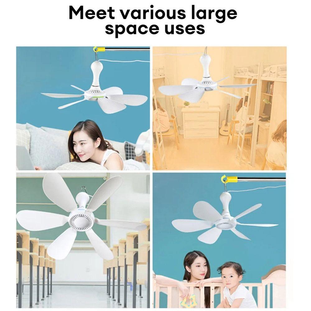 Silent Electric Fan 4-speed Hanging Camping Tent Fan Portable Ceiling Fan Dormitory