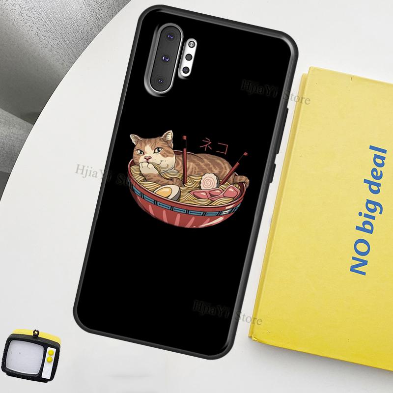 Neko Ramen Japan Cat Anime Case For Samsung Galaxy S10 Plus S8 S9 Note 10 Note 20 S22 S21 Ultra S20 FE Phone Cover