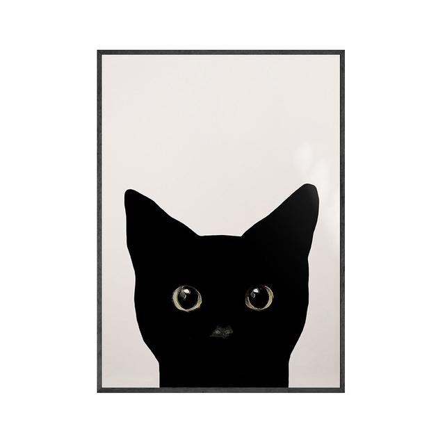 Modren Poster with Animals, Black Cat, Charming Cat, Canvas, Painting, Wall Art Decoration, Drawing Room, Home Decor, Wall Decoration
