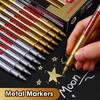 2pcs Gold & Silver Metal Markers Waterproof Quick Dry Water-Based Paint Pen for Greeting Card DIY Drawing And Signature