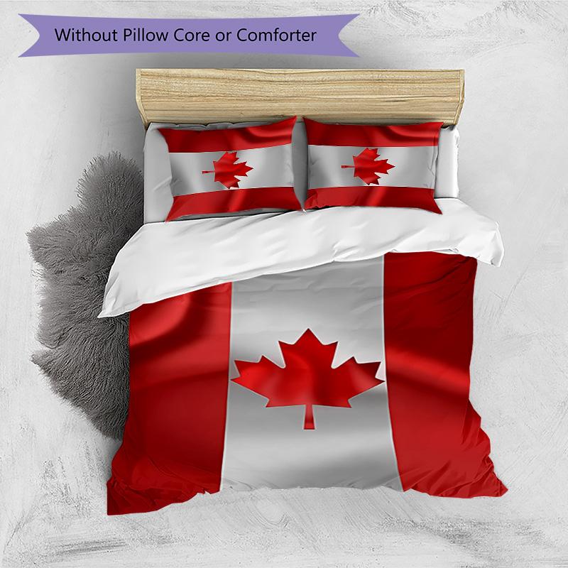 3pcs Flag Canada Design Cover Set - HD Printed Bedding with 1 Cover and 2 Pillowcases - Perfect for Home and Dorm Decor