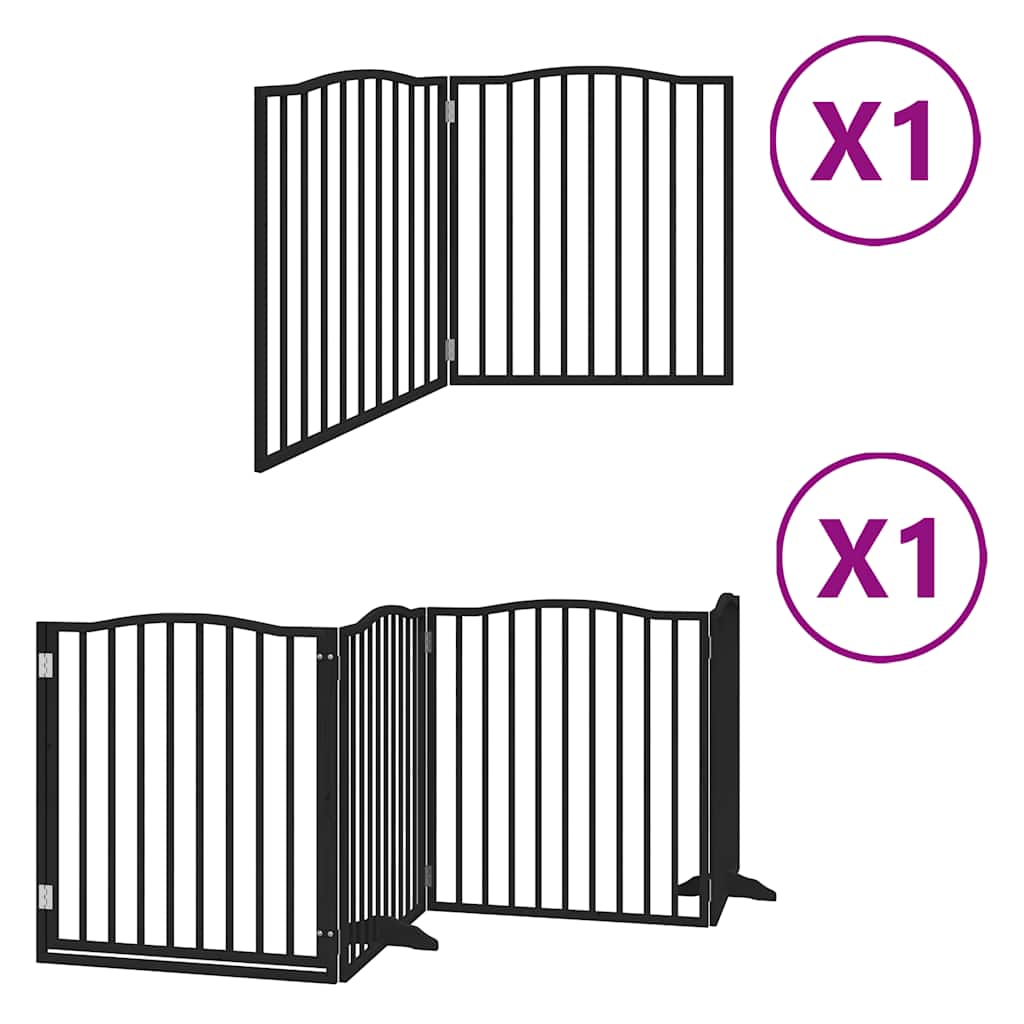 6 Piece Foldable Black Dog Gate 480 cm Poplar Wood
