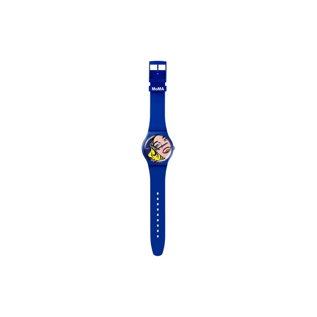 Swatch Кварцевые часы 30M Водонепроницаемые 41мм Синий циферблат Пластиковый корпус Силиконовый ремешок Унисекс часы SUOZ352
