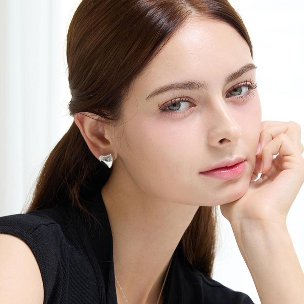 [LsSHOP] Серьги-гвоздики 14K в форме сердца-шарика (Позолоченный)_LJ4020BRE