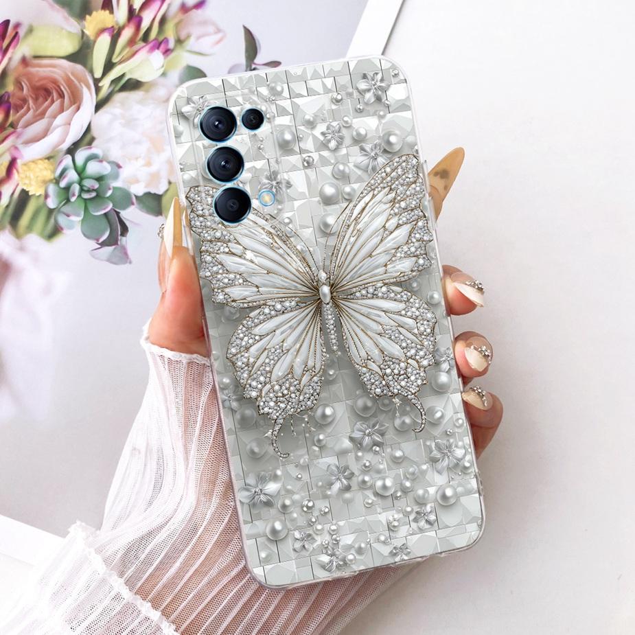 For Oppo Reno 5 Pro 5G Case CPH2201 Stylish Flowers Butterfly Painted Cover Soft Slim Phone Case For Oppo Reno 5 Reno5 Pro Shell