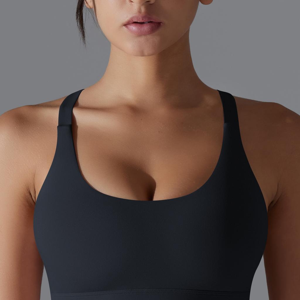 Однотонное красивое облегающее спортивное нижнее белье с открытой спиной для бега, фитнеса, пилатеса, йоги, спортивного жилета